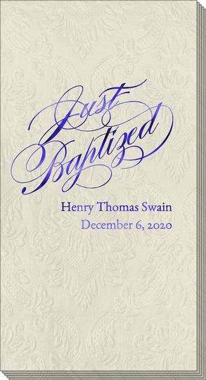 Romantic Just Baptized Carte Embossed Guest Towels